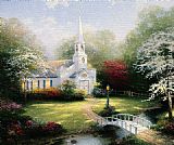 Thomas Kinkade Hometown Chapel painting